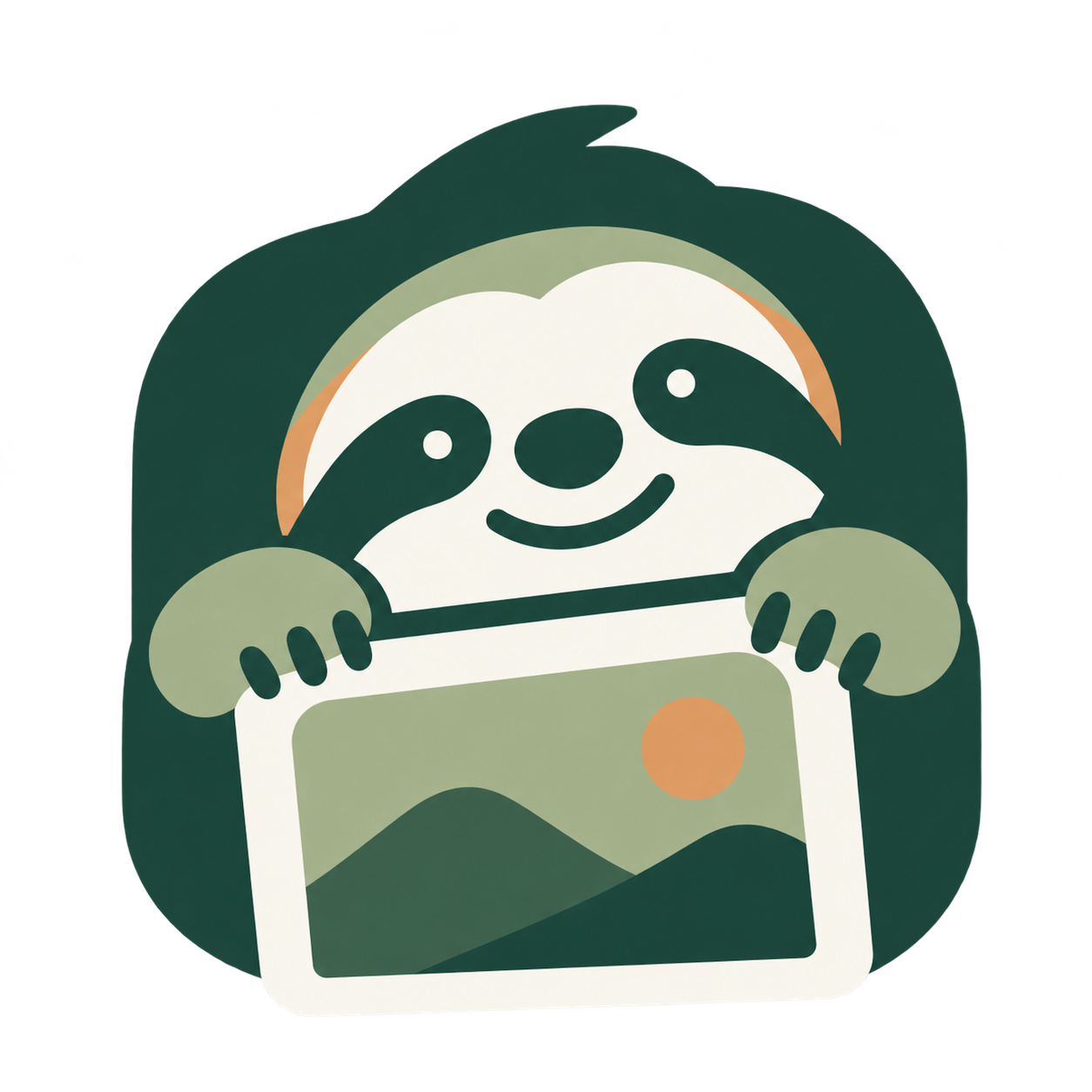 A smiling sloth holding a treasured photo